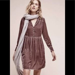 Anthropologie holding horse mauve velvet dress XS